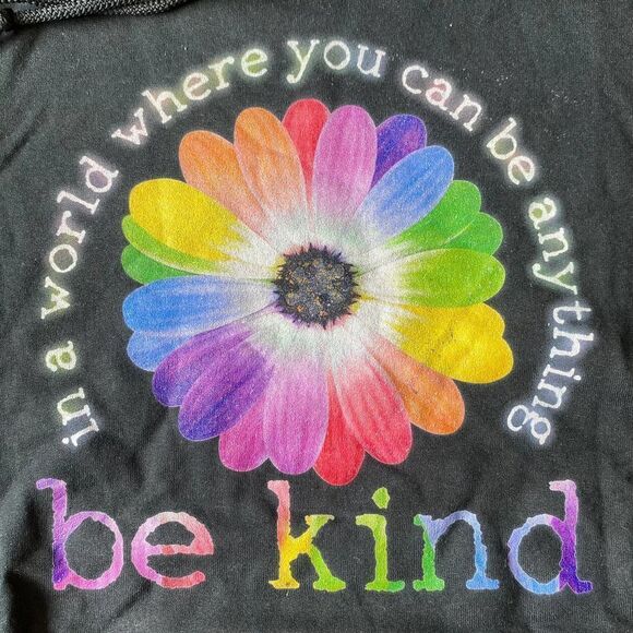 Kindness Rainbow Flower Hoodie Black 2XL - Picture 2 of 5